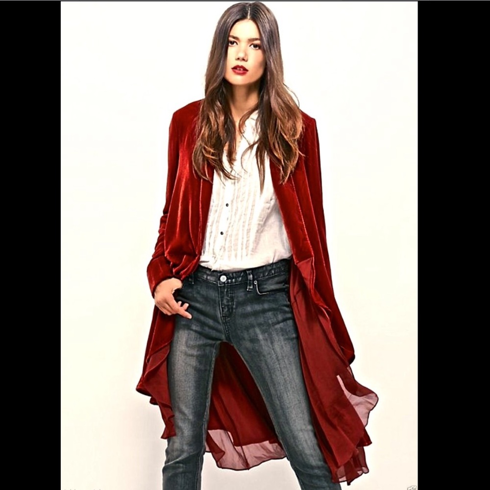 Free People Oversized Rust Velvet Duster XS